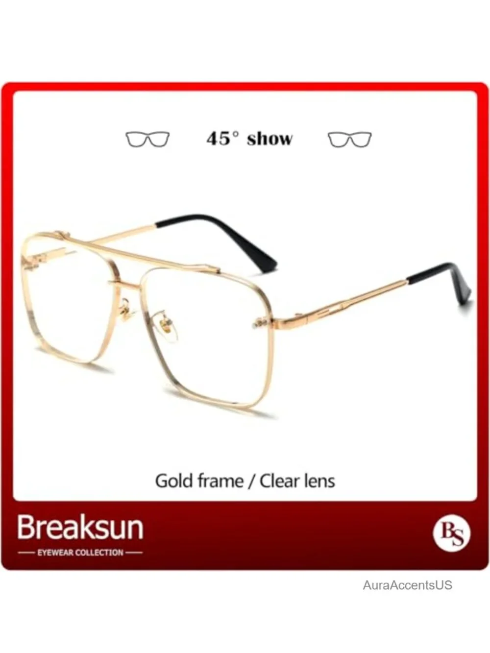 Oversized Square Aviator Sunglasses Metal Frame Tinted Gradient Lenses
